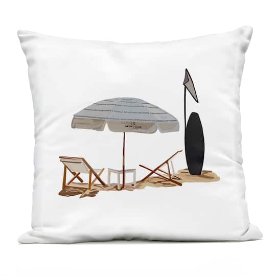 Stupell Industries 18" x 18" Summer Beach Surfboard Outdoor Print Throw Pillow